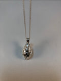 Oil diffusing necklace tear drop cage