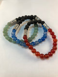 Oil diffusing bracelet with aventurine gemstones & lava beads